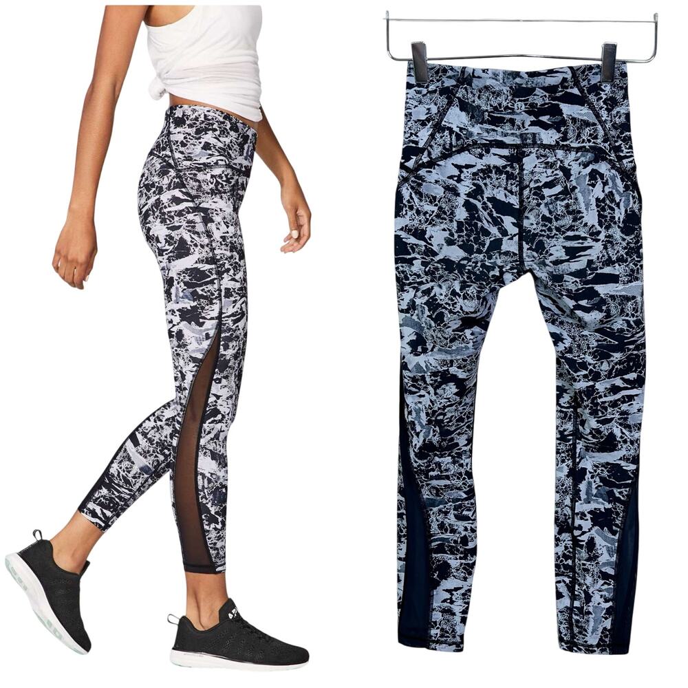 Lululemon | Train Times 7/8 Pant 25" Abstract White Black Mesh Workout Leggings
